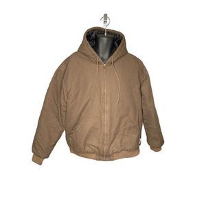 WOLVERINE Mens Coat Hooded Brown Full Zip Pockets Size XXL